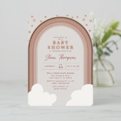 Boho Rainbow Arch Earthy Blush Girl Folieneinladung (Stehend vorne)