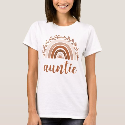 Boho Rainbow Auntie Shirt, Terracotta Mute Tones T-Shirt (Vorderseite)