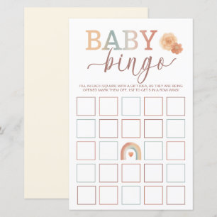 Boho Rainbow Baby Bingo Game - Watercolor Baby Sho