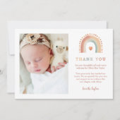 Boho Rainbow Baby Dankeschön Card - 2-Foto Modern Dankeskarte (Vorderseite)