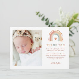 Boho Rainbow Baby Dankeschön Card - 2-Foto Modern Dankeskarte