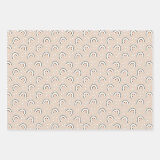 Boho Rainbow Baby Dusche Beige Terracotta Green Geschenkpapier Set (Vorderseite 3)