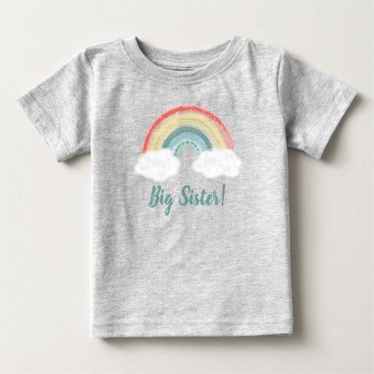 Boho Rainbow Baby Dusche Big Sister Baby T-shirt (Vorderseite)