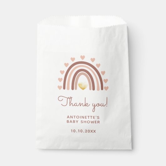 Boho Rainbow Baby Dusche Danke Blush Pink Geschenktütchen (Vorderseite)