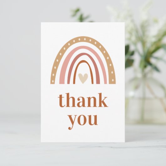 Boho Rainbow Baby Dusche Danke Karte (Stehend Vorderseite)
