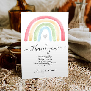 Boho Rainbow Baby Dusche Danke Karte