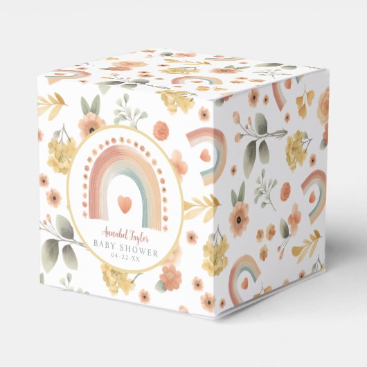 Boho Rainbow Baby Dusche Fevor Boxen - Aquarell Geschenkschachtel (Rückseite)