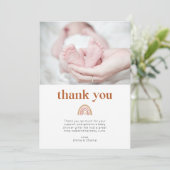 Boho Rainbow Baby Dusche Foto Danke Karte (Stehend Vorderseite)
