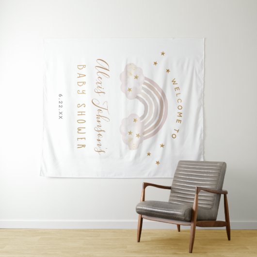 Boho Rainbow Baby Dusche Hintergrund Wandteppich (Beispiel (Horizontal))