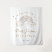 Boho Rainbow Baby Dusche Hintergrund Wandteppich (Vorderseite)