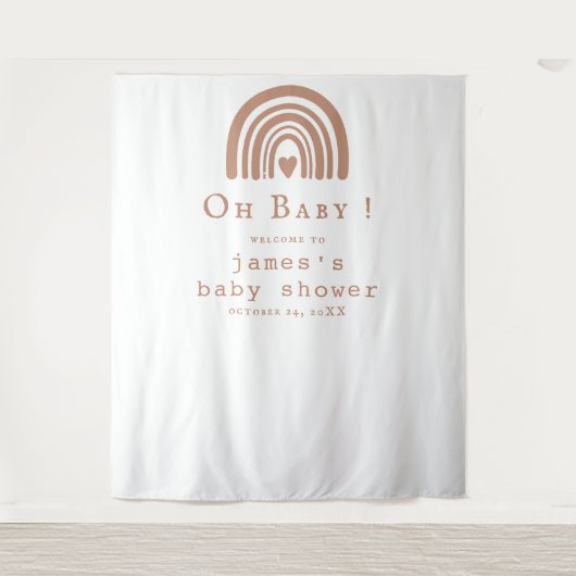 Boho Rainbow Baby Dusche Hintergrund Wandteppich (Vorderseite)