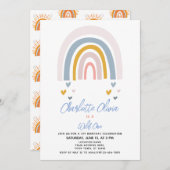 Boho Rainbow Baby Dusche in Terracotta Orange Einladung (Vorne/Hinten)