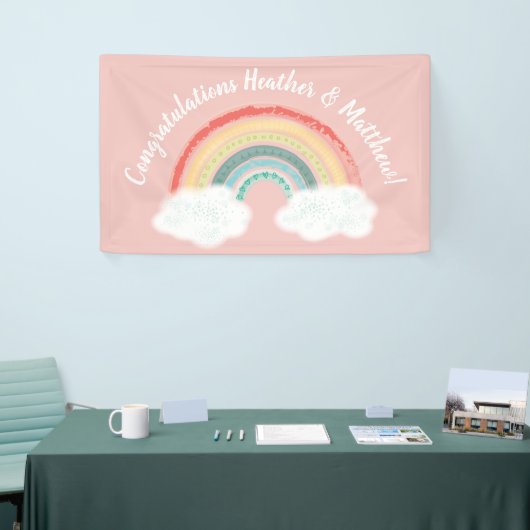 Boho Rainbow Baby Dusche Pink Banner (Messeveranstaltung)