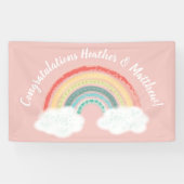 Boho Rainbow Baby Dusche Pink Banner (Horizontal)