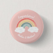 Boho Rainbow Baby Dusche Pink Button (Vorderseite)