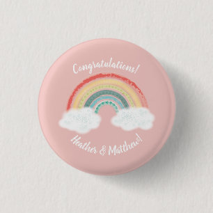 Boho Rainbow Baby Dusche Pink Button