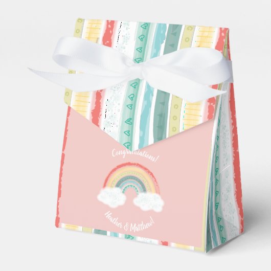 Boho Rainbow Baby Dusche Pink Geschenkschachtel (Vorderseite)