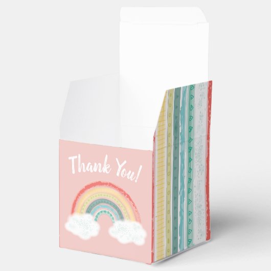 Boho Rainbow Baby Dusche Pink Geschenkschachtel (Geöffnet)