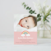 Boho Rainbow Baby Dusche Pink Postkarte (Stehend Vorderseite)