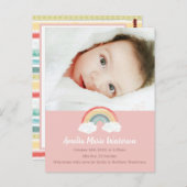 Boho Rainbow Baby Dusche Pink Postkarte (Vorne/Hinten)