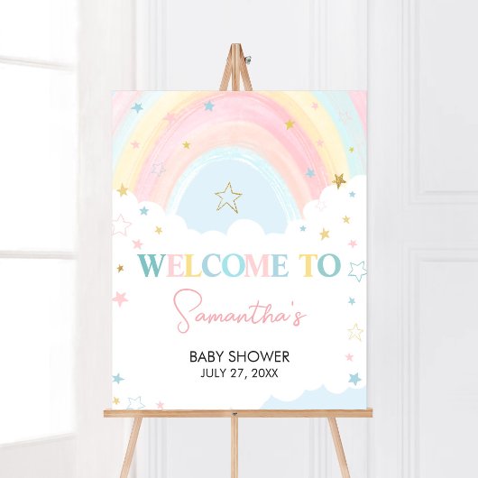Boho Rainbow Baby Dusche Willkommen Poster