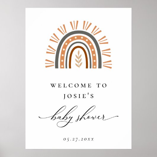 Boho Rainbow Baby Dusche Willkommenspender Poster (Vorne)