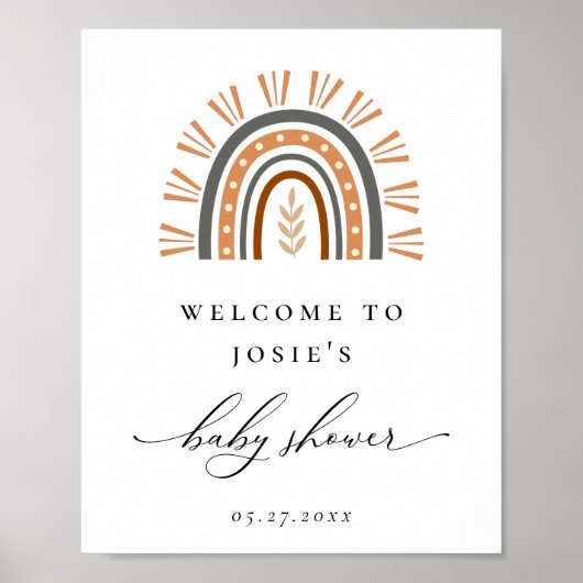 Boho Rainbow Baby Dusche Willkommenspender Poster (Vorne)
