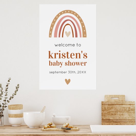 Boho Rainbow Baby Dusche Willkommenspender Poster (Küche)