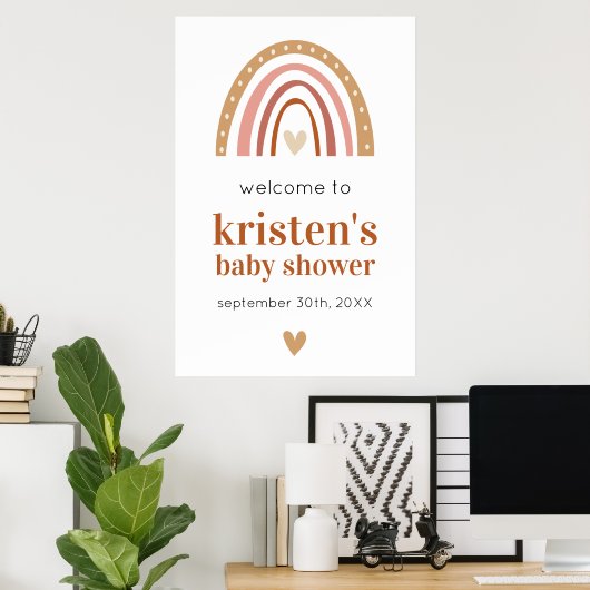 Boho Rainbow Baby Dusche Willkommenspender Poster (Heimbüro)