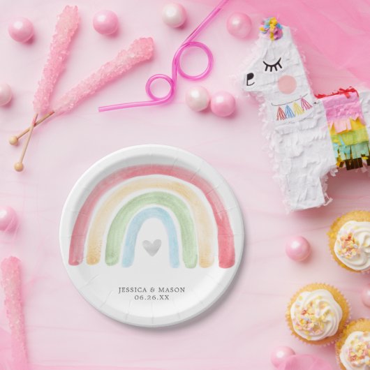 Boho Rainbow Baby Duschpapier Teller (Party)