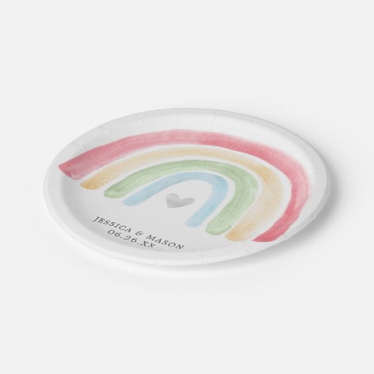 Boho Rainbow Baby Duschpapier Teller (Schrägansicht)