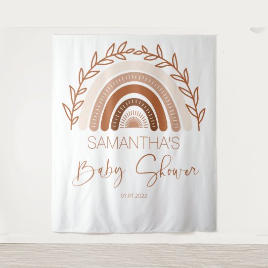 Boho Rainbow Baby Duschvorhang, Terracotta Wandteppich (Vorderseite)