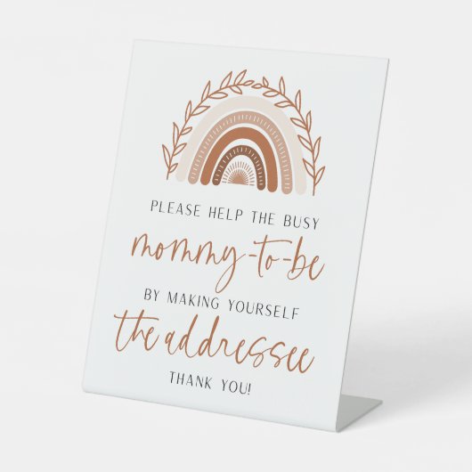 Boho Rainbow Baby Duschvorrichtung Addressezeichen Sockelschild (Vorderseite)