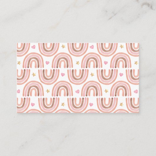 Boho Rainbow Baby Duwer Windel Raffle Begleitkarte (Rückseite)