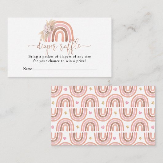 Boho Rainbow Baby Duwer Windel Raffle Begleitkarte (Vorne/Hinten)