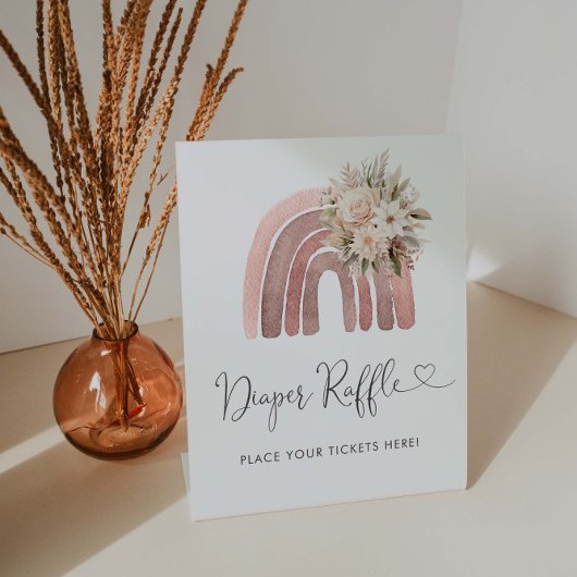 Boho Rainbow Baby Duwer Windel Raffle Sockelschild