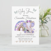 Boho Rainbow Baby Elephant Baby Shower Einladung (Stehend Vorderseite)