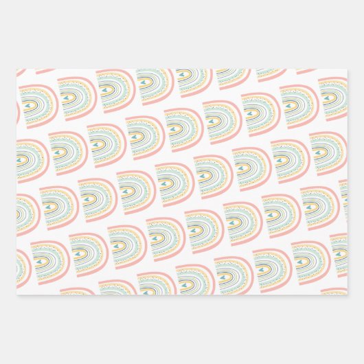 Boho Rainbow Baby Gender Neutral "Hello Baby" Wrap Geschenkpapier Set (Vorderseite 2)