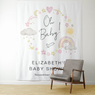Boho Rainbow Baby Girl Dusche Begrüßung Hintergrun Wandteppich