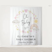 Boho Rainbow Baby Girl Dusche Begrüßung Hintergrun Wandteppich (Vorderseite)