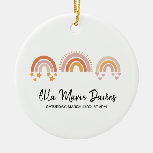 Boho Rainbow Baby Keramik Ornament (Vorne)