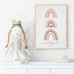 Boho Rainbow Baby Name Birthday Poster<br><div class="desc">Rainbows aus Arkaden und Herzen in Beige,  Rosa,  Braun. Der Name und das Geburtsdatum werden einfach auf Ihren Namen und das Wunschdatum geändert. Ein hübscher Sake-Wanddruck mit hübschen Boho-Regenbögen in Erdtönen. Geeignet als Babydusche oder Geburtstagsgeschenk. Boho Rainbow Baby Name Birthday Poster. Schriftart Color Hex code ist #E1B093.</div>