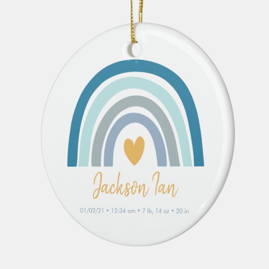 Boho Rainbow Baby Personalisierte Geburtsstaten Keramik Ornament (Links)