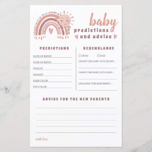 Boho Rainbow Baby Predictions & Advice Baby Shower (Vorderseite)