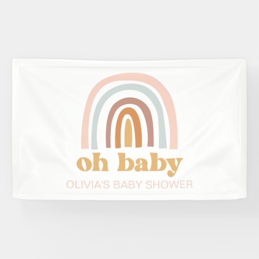 Boho Rainbow Baby Showbanner Banner (Horizontal)