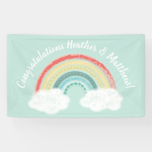 Boho Rainbow Baby Shower Banner (Horizontal)