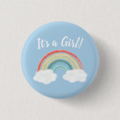 Boho Rainbow Baby Shower Blue Boy Button (Vorderseite)