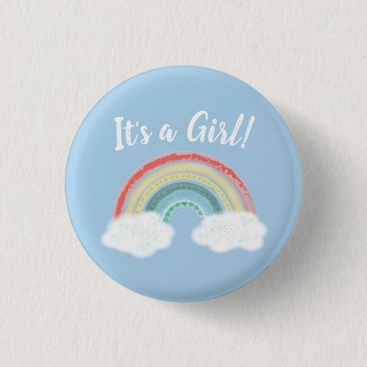 Boho Rainbow Baby Shower Blue Boy Button (Vorderseite)
