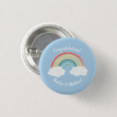Boho Rainbow Baby Shower Blue Boy Button (Vorne & Hinten)