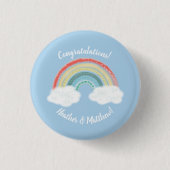 Boho Rainbow Baby Shower Blue Boy Button (Vorderseite)